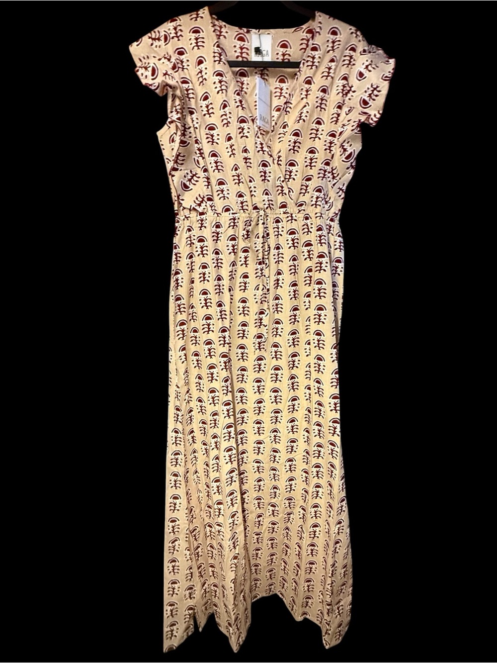 RAGA Anthro Dalbir Maxi Dress Botanical Print Flutter Sleeves Lightweight